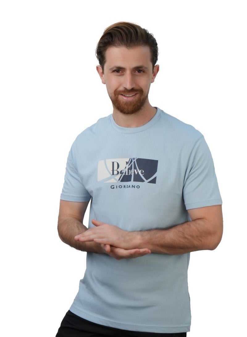 GIORDANO Men's Slim Fit Cotton Jersey Message Print Tee - Image 1